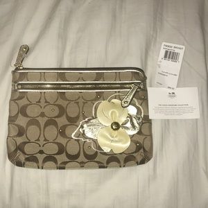 Coach Khaki Flower Appliqué Chubby Purse
